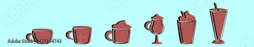set of coffee cartoon icon design template with various models. vector illustration isolated on blue background
