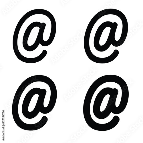 Arroba sign icon. Email address symbol concept with different line thickness styles. Vector illustration isolated on white background. EPS 10.