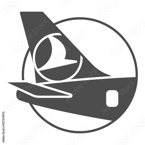 Airplane tail logo solid icon, airlines concept, tail with logo of arlines vector sign on white background, plane tail logo glyph style for mobile concept and web design. Vector graphics. photo