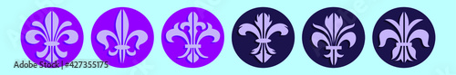 set of fleur de lis cartoon icon design template with various models. vector illustration isolated on blue background