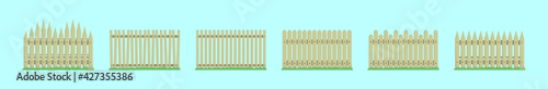 set of picket fence cartoon design template with various models. vector illustration isolated on background