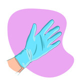 Hands in medical gloves. Rubber gloves are worn on the hand.