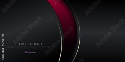 Abstract illustration with a dark pink gradient, elliptical gray curtains with a border