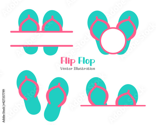 Flip flops set vector design. isolate on white background.