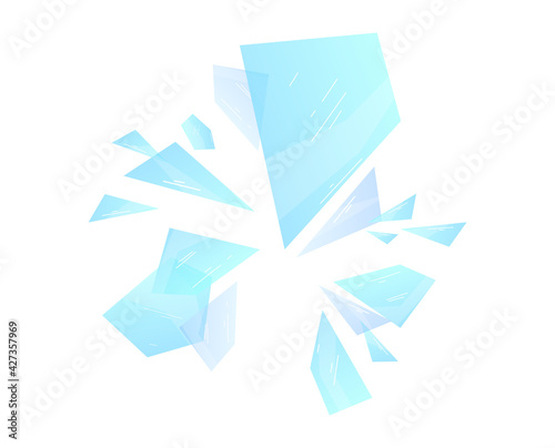 Hole breaking, ice crack, surface background, isolated on white, destruction damage, design, flat style vector illustration.