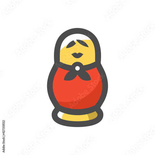 Russian Nesting Doll Vector icon Cartoon illustration.