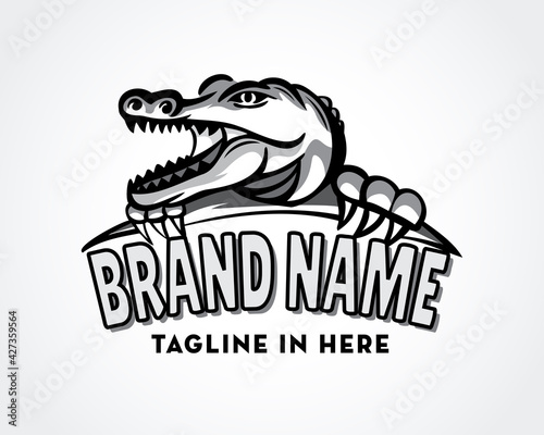 crocodile roar logo design template vector illustration