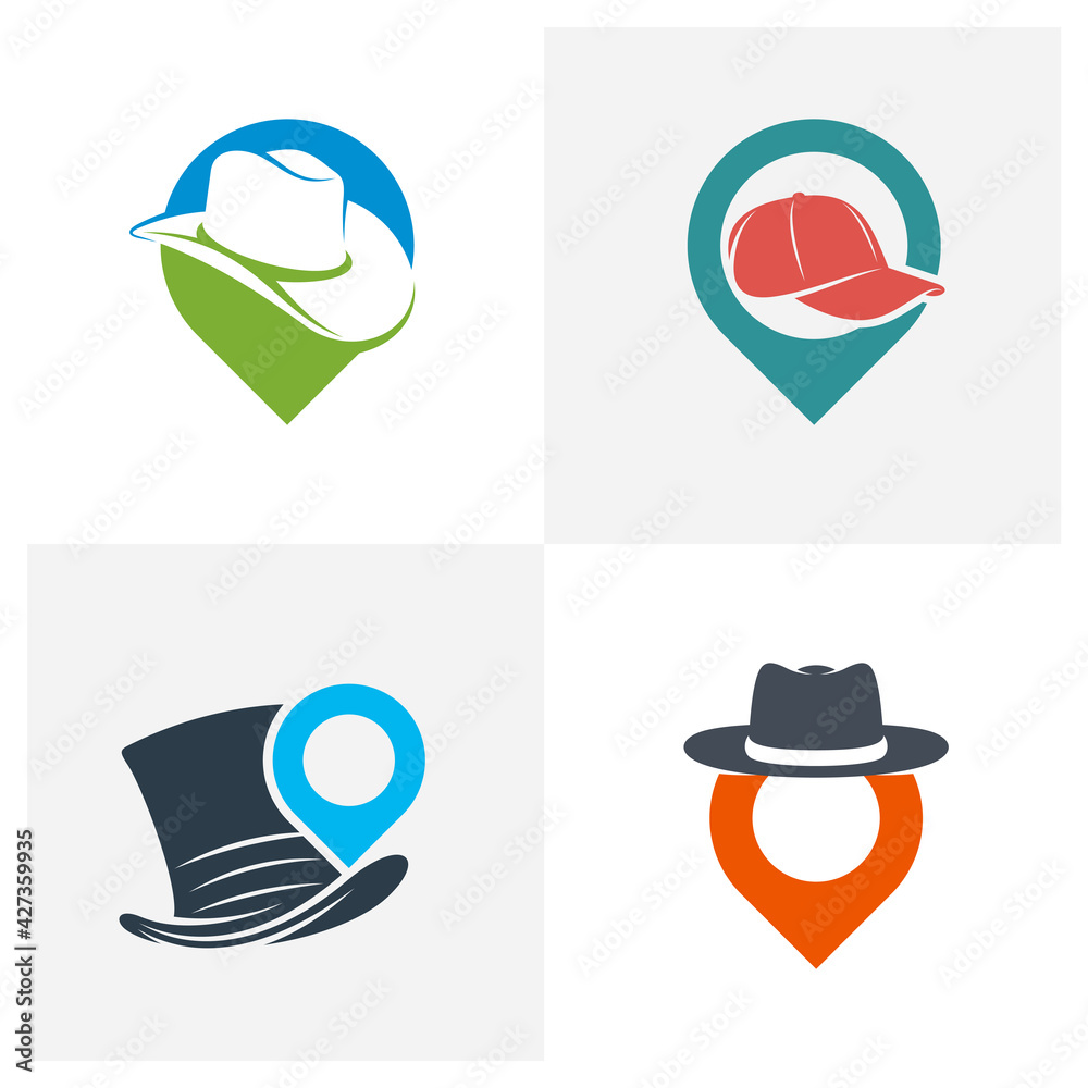 Set of Point Hat logo design vector illustration, Creative Hat logo design concept template, symbols icons Set of Point Hat logo design vector illustration, Creative Hat logo design concept template, symbols icons