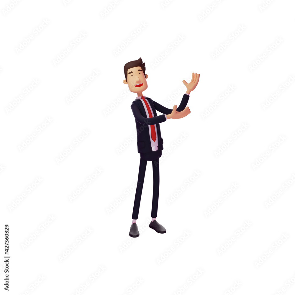 Businessman - 3D Man Cartoon with Black suits