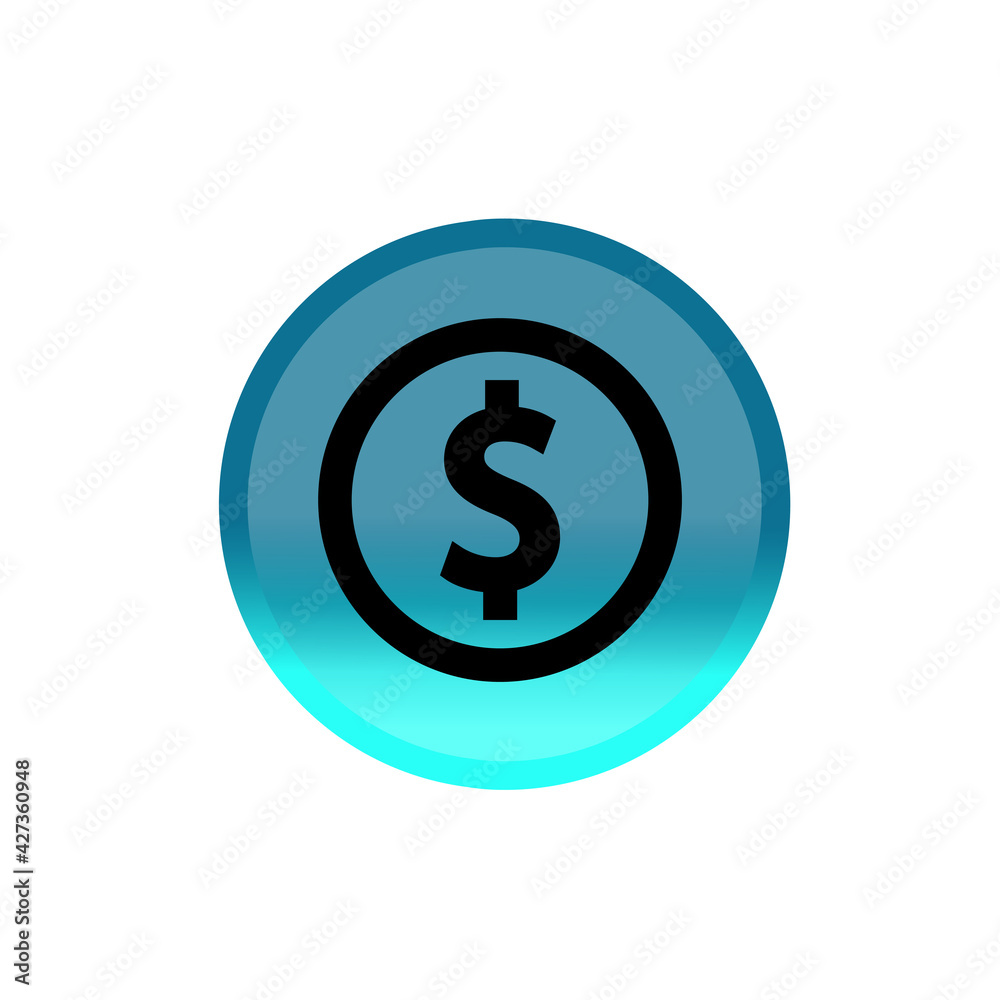 Money button icon. blue round button. Editable stroke. Simple illustration mobile concept, web design, application, UI. Design template vector Money button icon. blue round button. Editable stroke. Simple illustration mobile concept, web design, application, UI. Design template vector