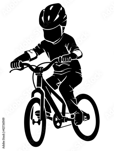 Boy Riding Bicycle, Active Child Silhouette