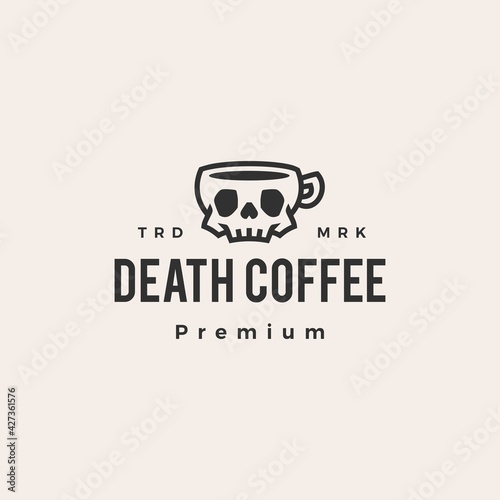 skull coffee hipster vintage logo vector icon illustration