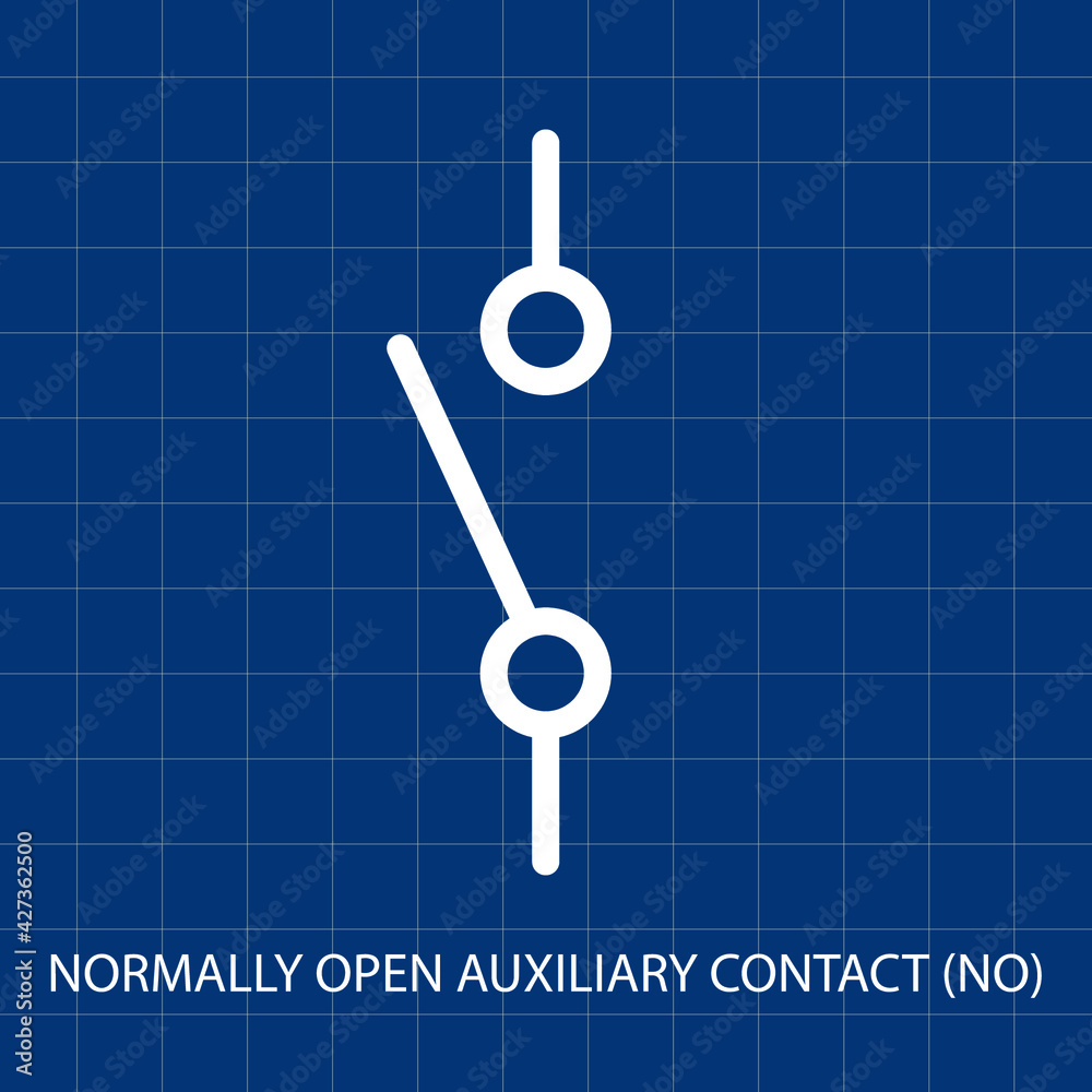 Normally Open Auxiliary Contact (NO) Vector illustration symbol of Electrical System Control