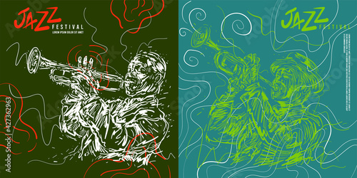 Jazz trumpet player. Vector illustration for jazz poster