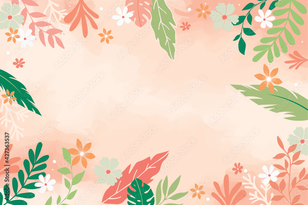 Obraz premium flower background for design. Vector design templates in simple modern style with copy space for text, flowers and leaves - wedding invitation backgrounds and frames, social media stories wallpapers.