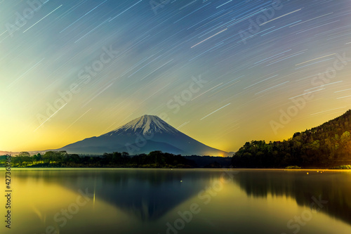 Star trials over Mount Fuji in Japan