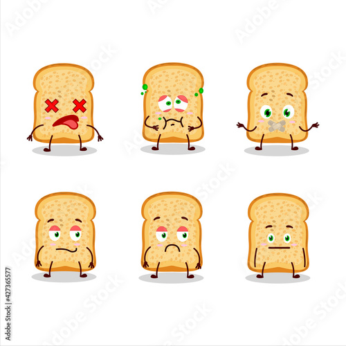 Bread toast cartoon character with nope expression