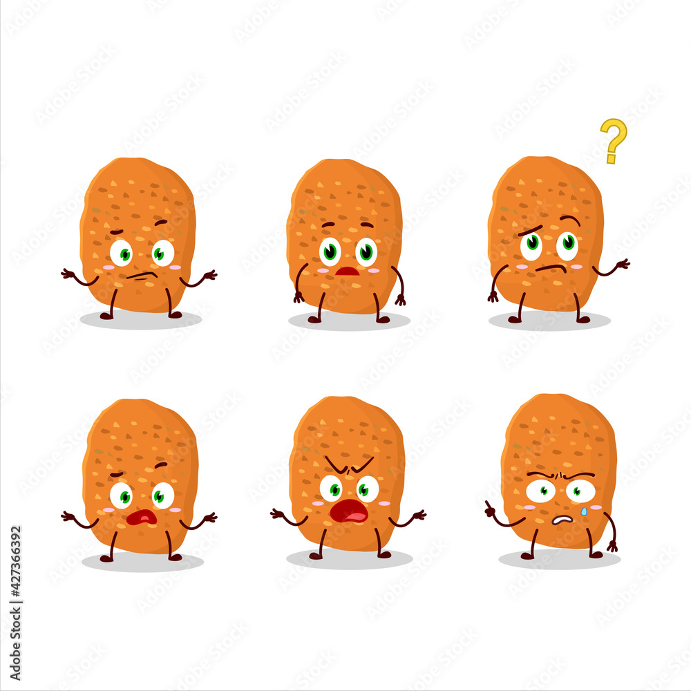 Cartoon character of chicken nugget with what expression Cartoon character of chicken nugget with what expression
