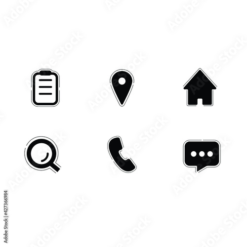Free Download Contact info icon pack notes, location, home, search, phone, message  - GFXLoad