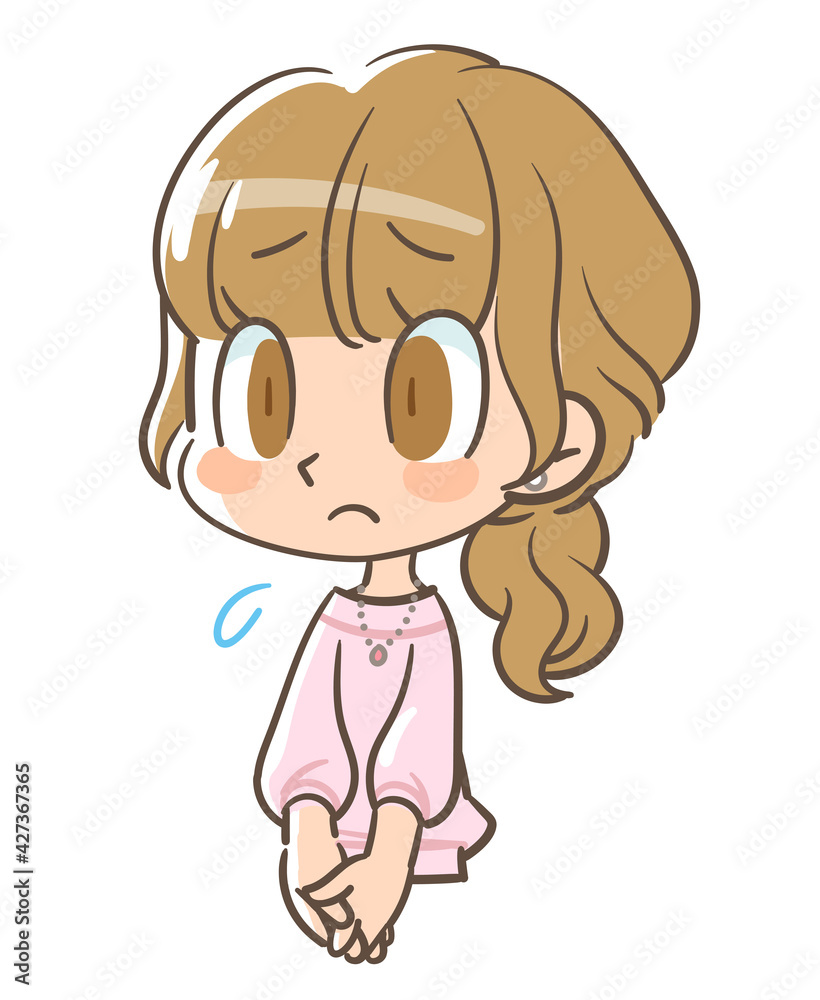 申し訳なさそうに悲しむ女の子2 申し訳なさそうに悲しむ女の子2