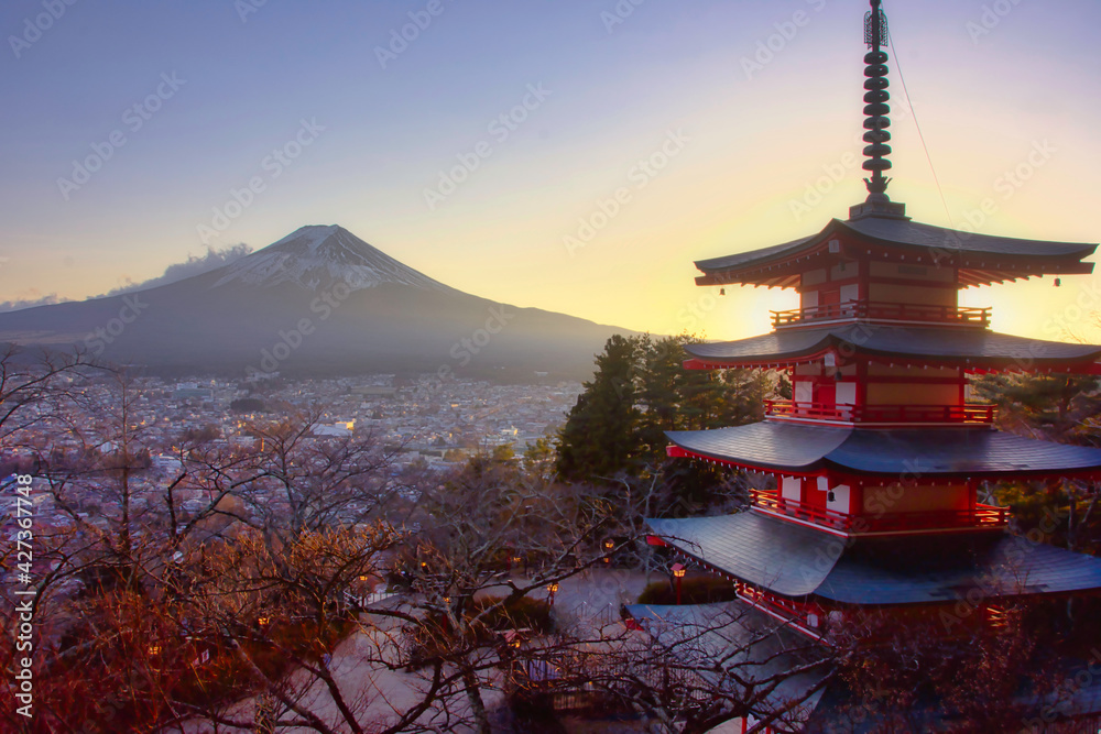 富士山と神社