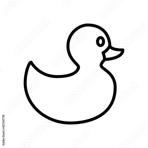 Rubber duck line style icon. toy bath duck icon. Black rubber duck.