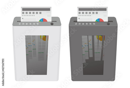 シュレッダー・書類裁断機　ベクターイラスト　防止