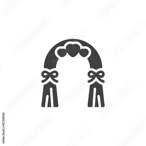 Wedding arch with hearts vector icon