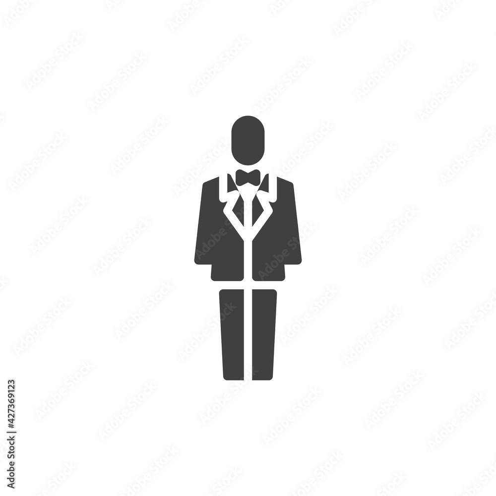 Groom in tuxedo vector icon