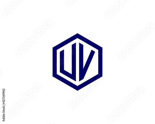 UV VU Letter logo design vector template