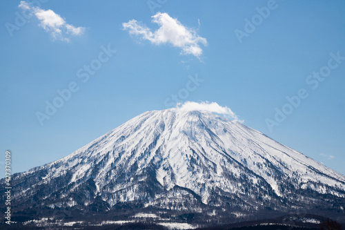 Mt.Yotei covered with snow  Yezo Fuji  Makkari Nupuri   Mt.Shiribeshi 