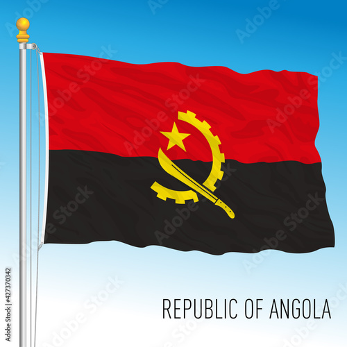 Angola official national flag, african country, vector illustration photo