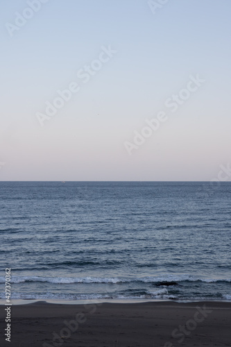 Sea and blue sky in the evening