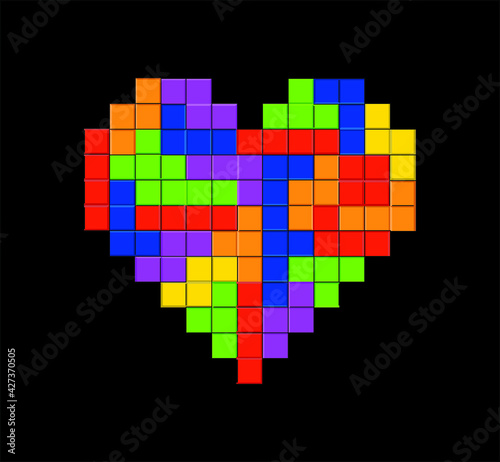 vector backgroundTetris heart 