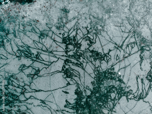 view over the frozen lake made by dji camera