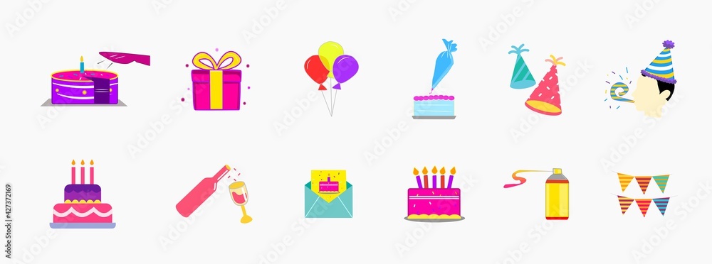 Birthday icons vector illustration Birthday icons vector illustration