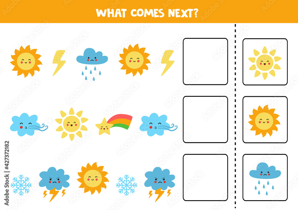 What comes next game with cute colorful weather elements.
