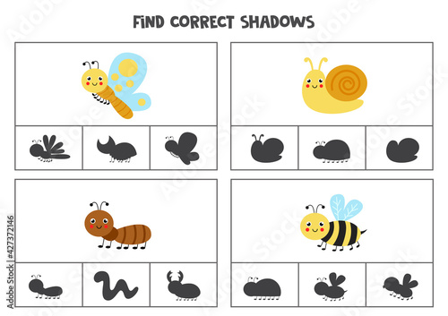 Find correct shadow. Printable clip card games for children.