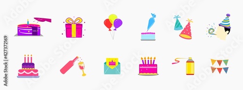 Birthday icons vector illustration