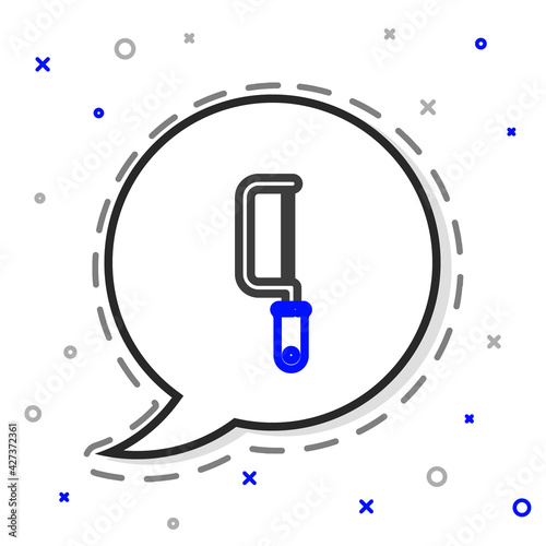Line Hacksaw icon isolated on white background. Metal saw for wood and metal. Colorful outline concept. Vector Illustration