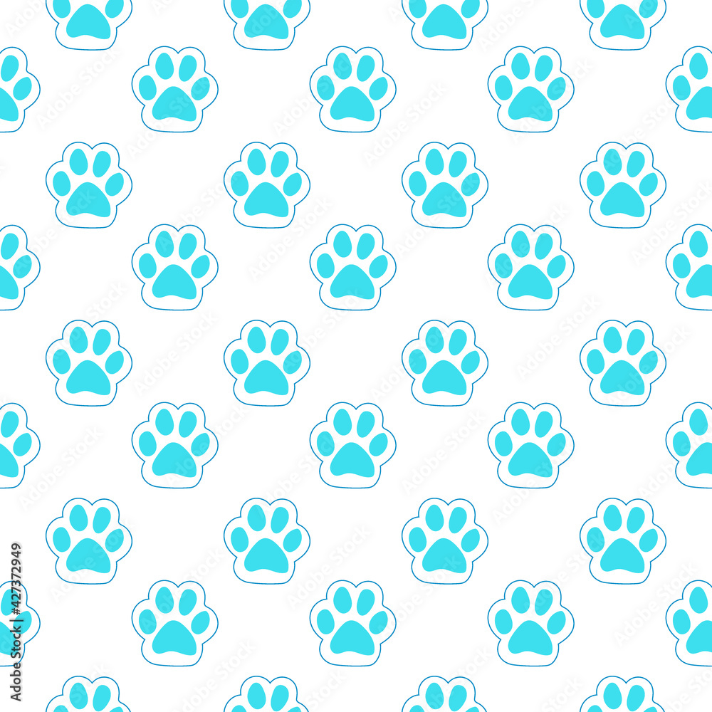 Vector seamless pattern with cat footprints. Can be used for wallpaper, web page background, surface textures. Vector seamless pattern with cat footprints. Can be used for wallpaper, web page background, surface textures.