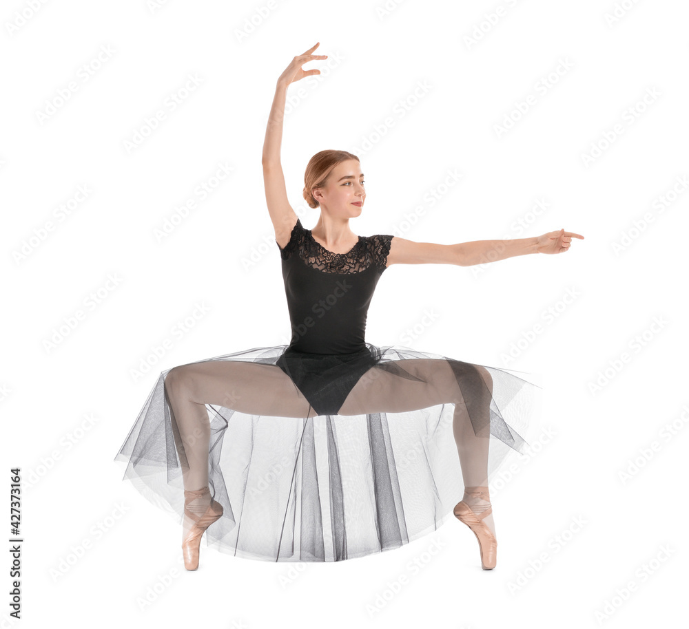 Beautiful young ballerina on white background Beautiful young ballerina on white background