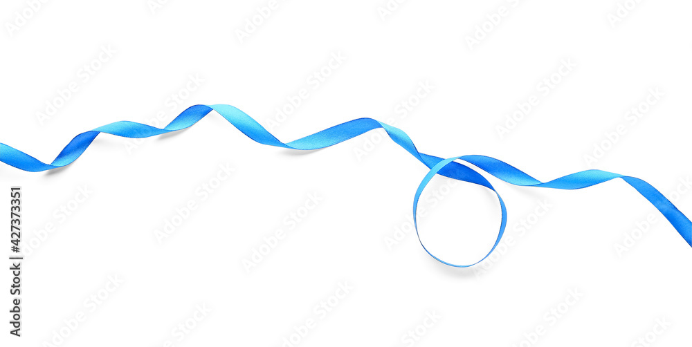Fototapeta premium Blue ribbon on white background