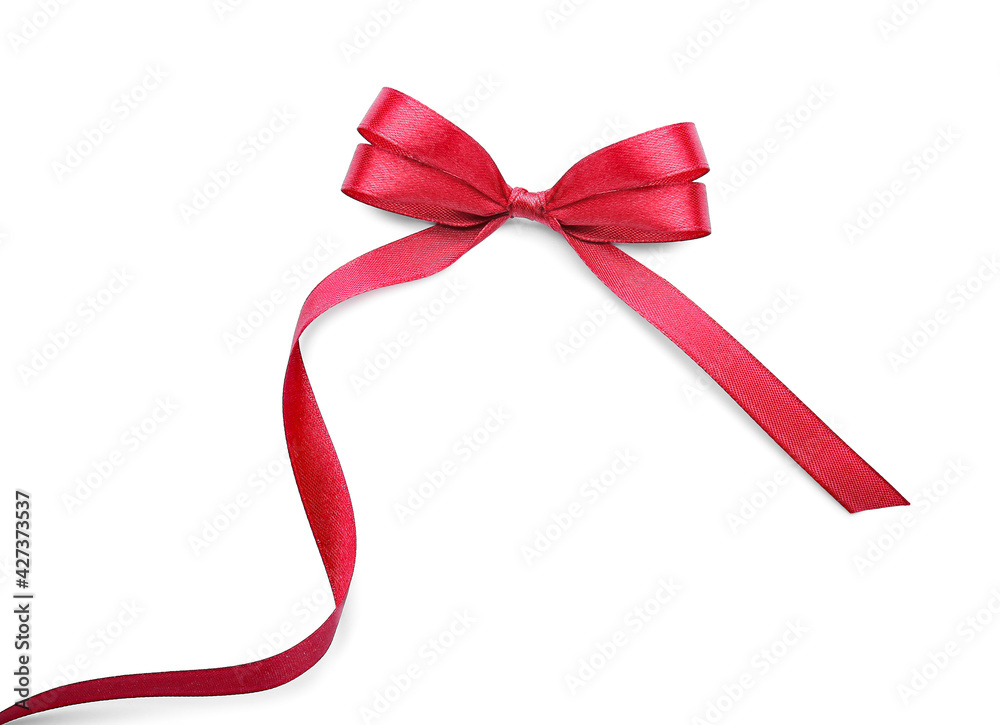 Beautiful red ribbon with bow on white background Beautiful red ribbon with bow on white background
