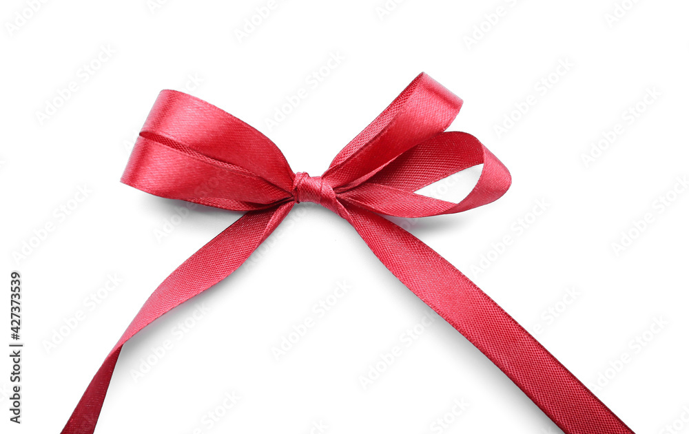 Beautiful red ribbon with bow on white background Beautiful red ribbon with bow on white background