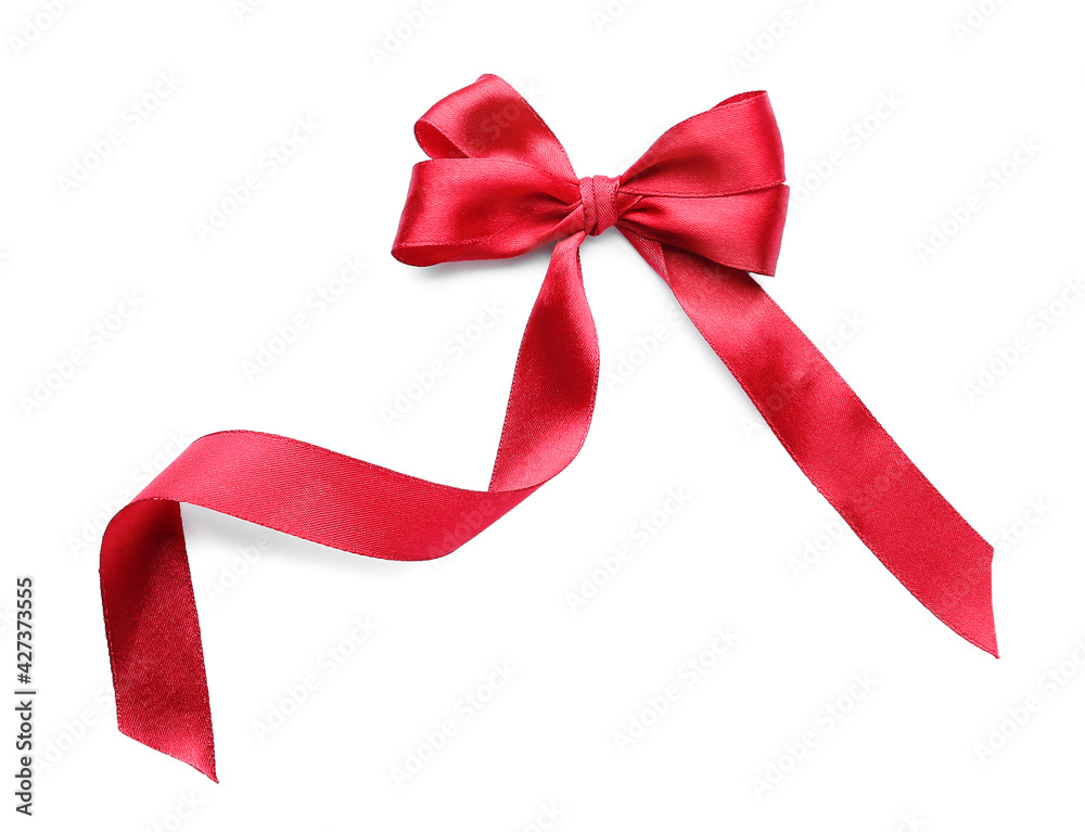 Beautiful red ribbon with bow on white background Beautiful red ribbon with bow on white background