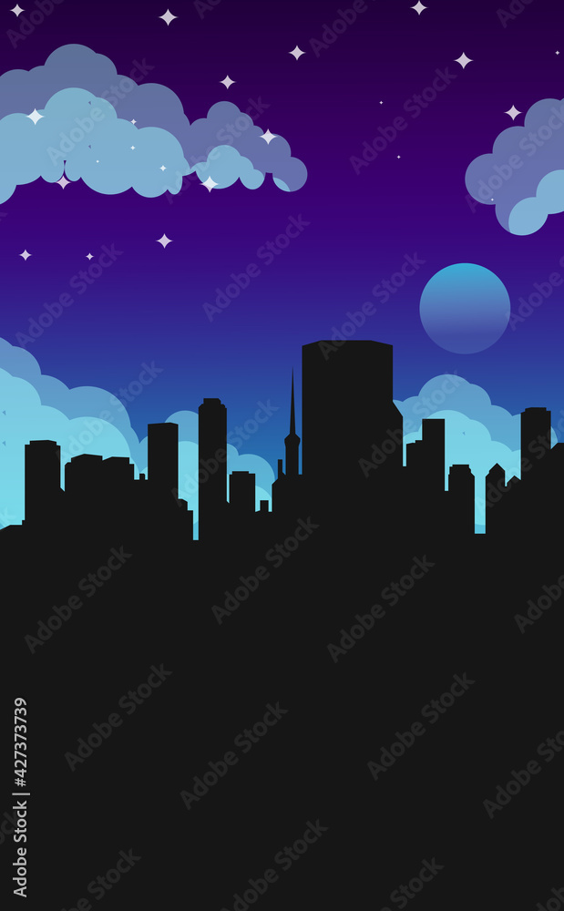 Night City Silhouette Vector