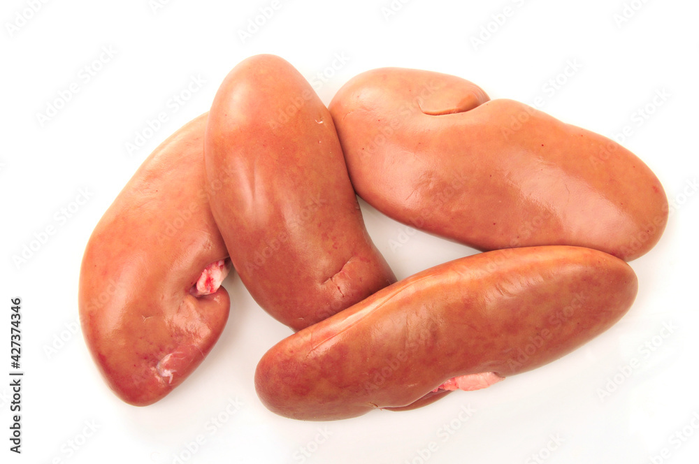 Pig kidney on a white background Pig kidney on a white background