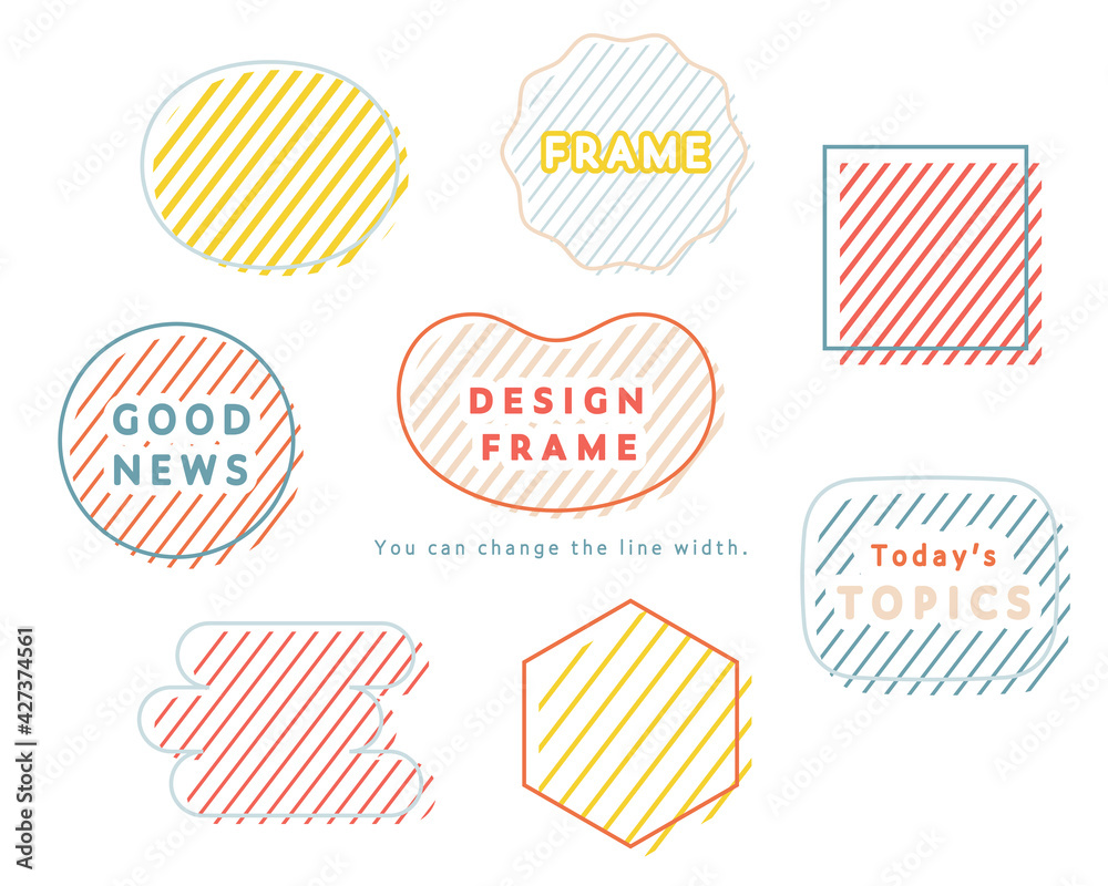 ポップな斜線のフレームのセット 背景 ストライプ 枠 装飾 飾り タイトル Stock Vector Adobe Stock