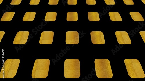 Art Deco gold pattern on a black background, which tilts up and moves down, composed of geometric shapes typical of the style, in 4K and 16:9 video format.